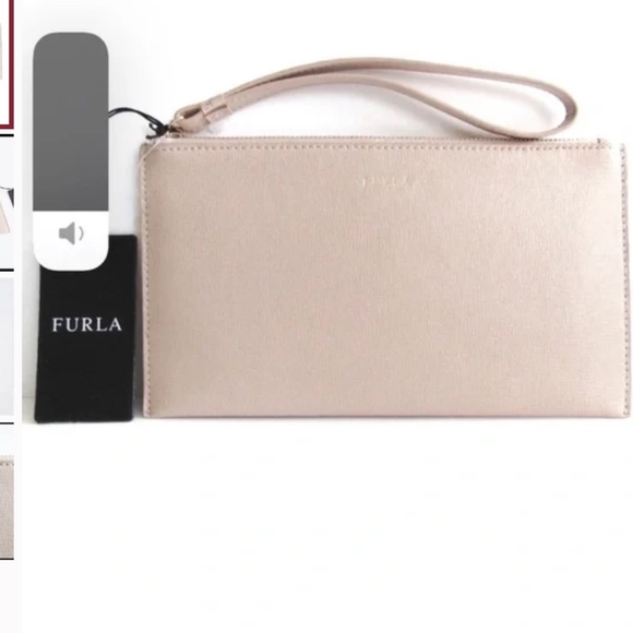 NWT Furla Wristlet Beige/Tan Saffiano Leather Envelope in Excellent Condition